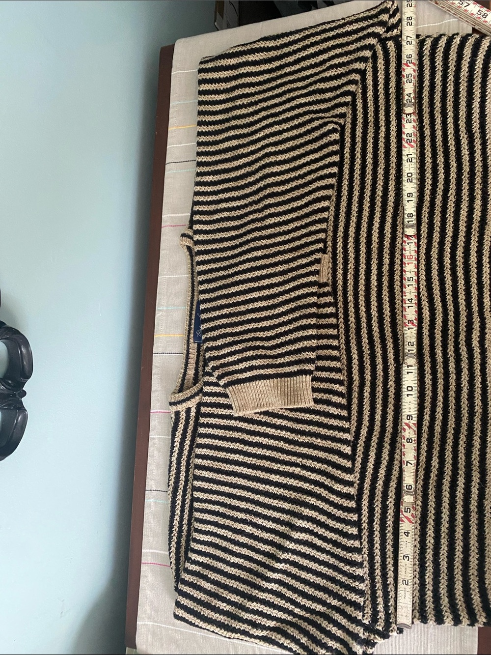 Classic Cotton Striped Crewneck Sweater - Black & Cream XL - Picture 5 of 7